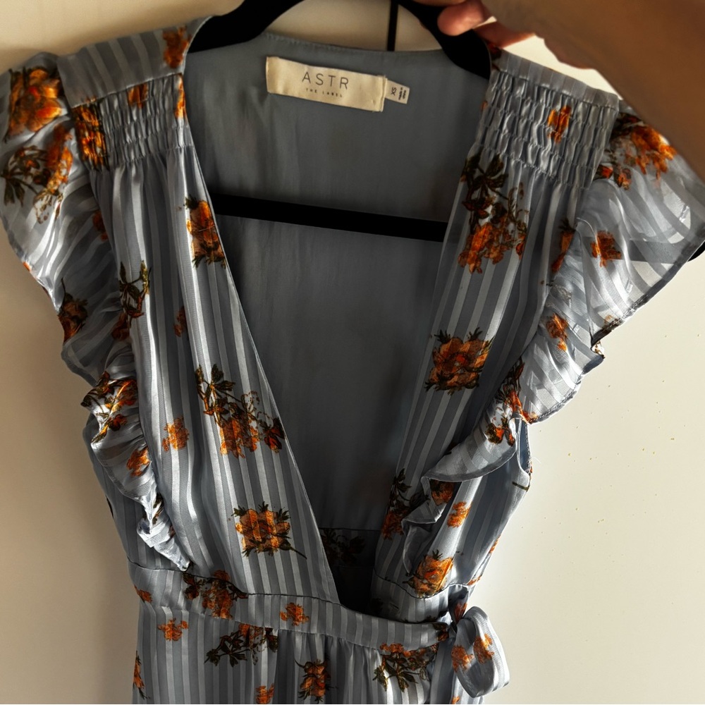 ASTR Striped Dress with Floral Accents